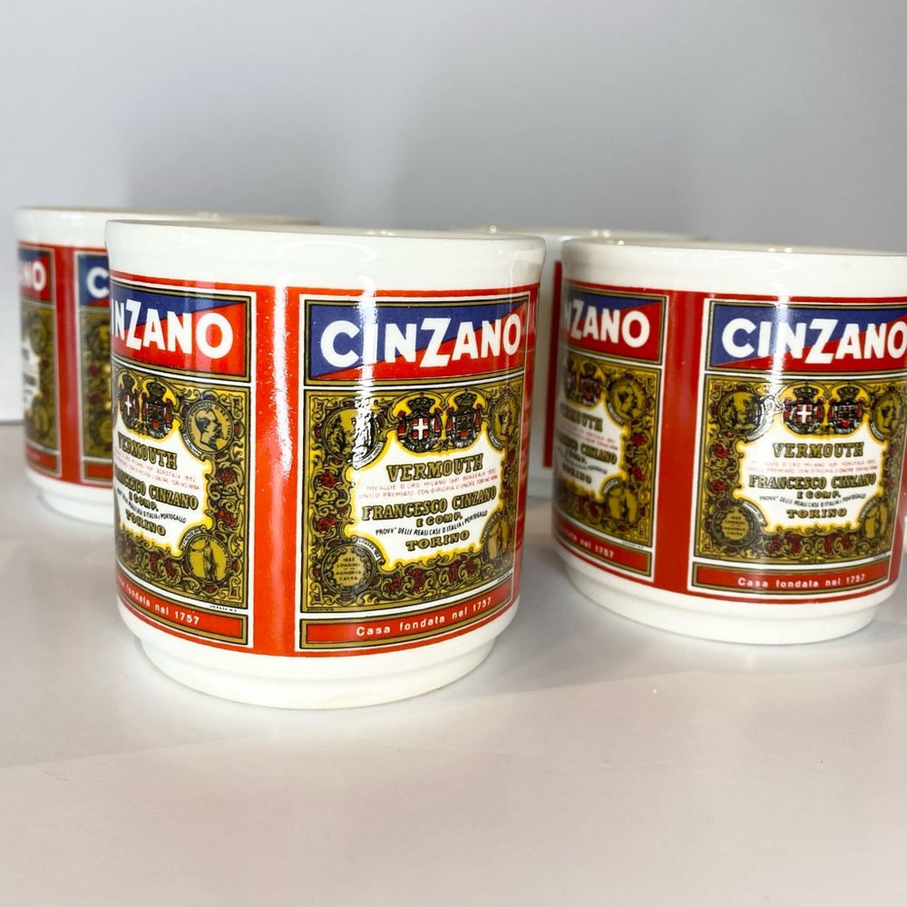 Vintage Cinzano Mugs Set of 4 Vermouth Coffee Mug Ireland Ceramics Rare Quality